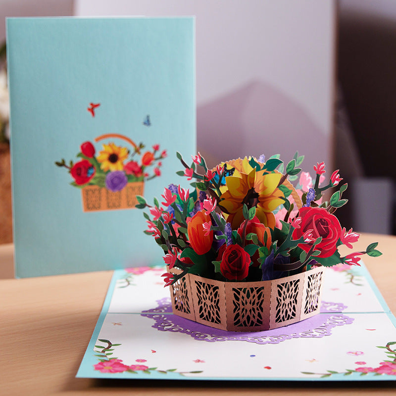 3D Pop-Up Flower Card for Mother’s Day – Unique Floral Greeting Card Gift for Mom