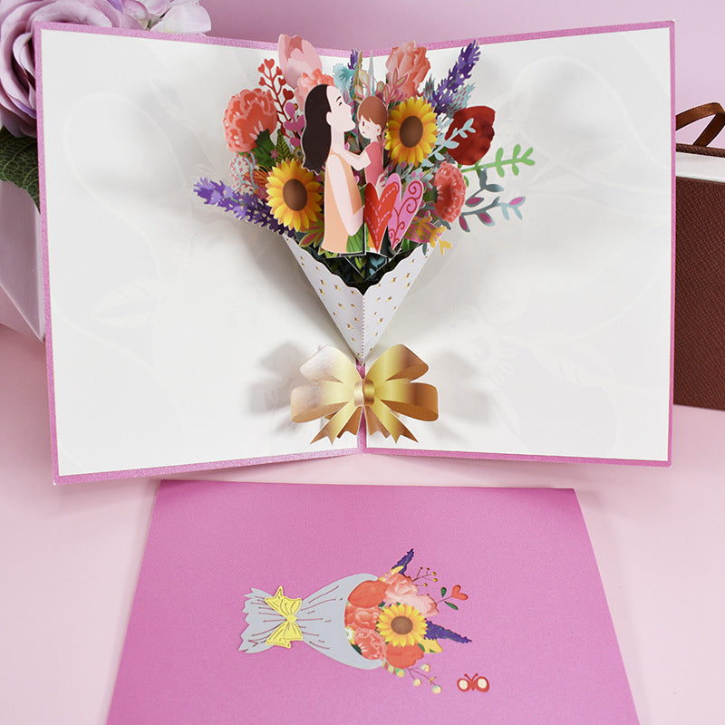 3D Pop-Up Flower Card for Mother’s Day – Unique Floral Greeting Card Gift for Mom