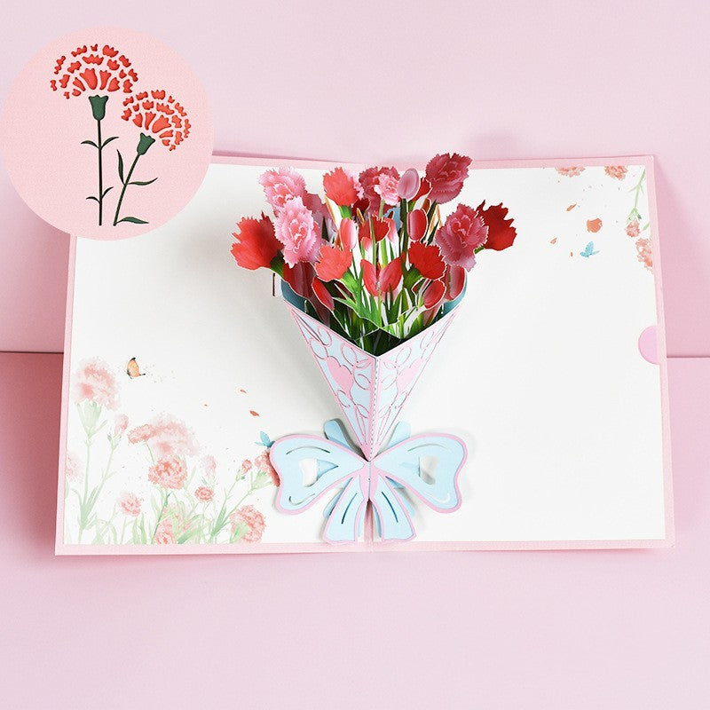 3D Pop-Up Flower Card for Mother’s Day – Unique Floral Greeting Card Gift for Mom